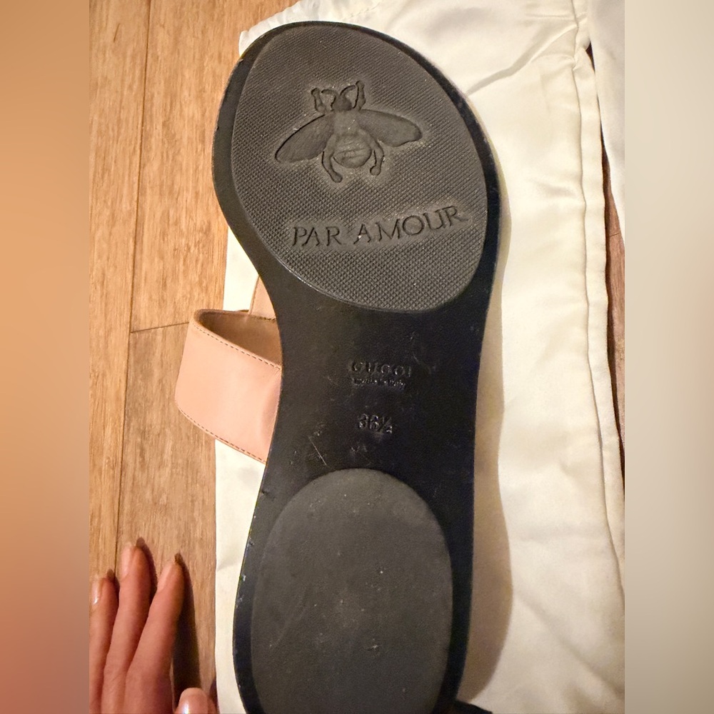 Gucci Pink GG Marmont Thong Leather Sandals - Picture 7 of 8